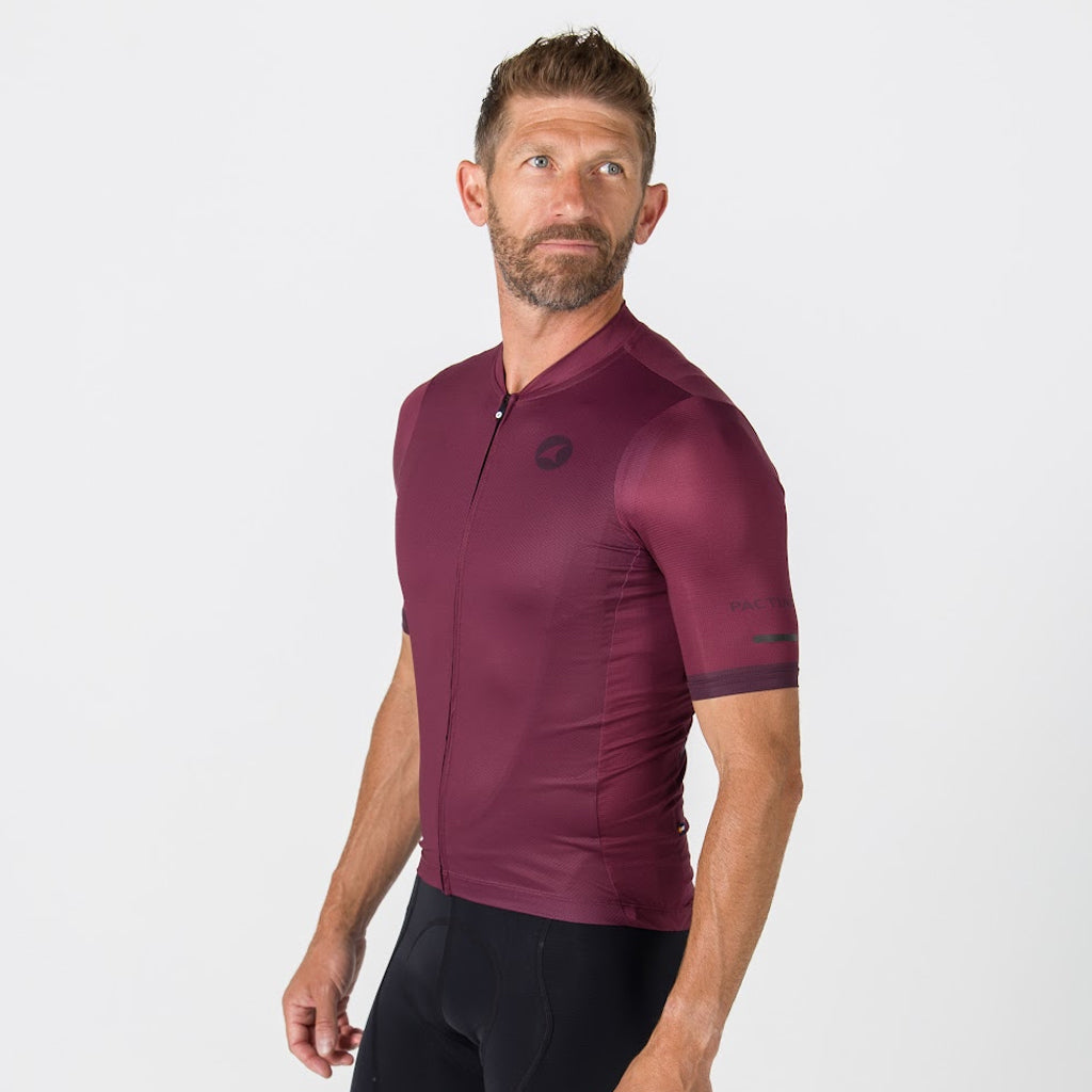 Summer Cycling Jersey For Men On Body Side View #color_mulberry