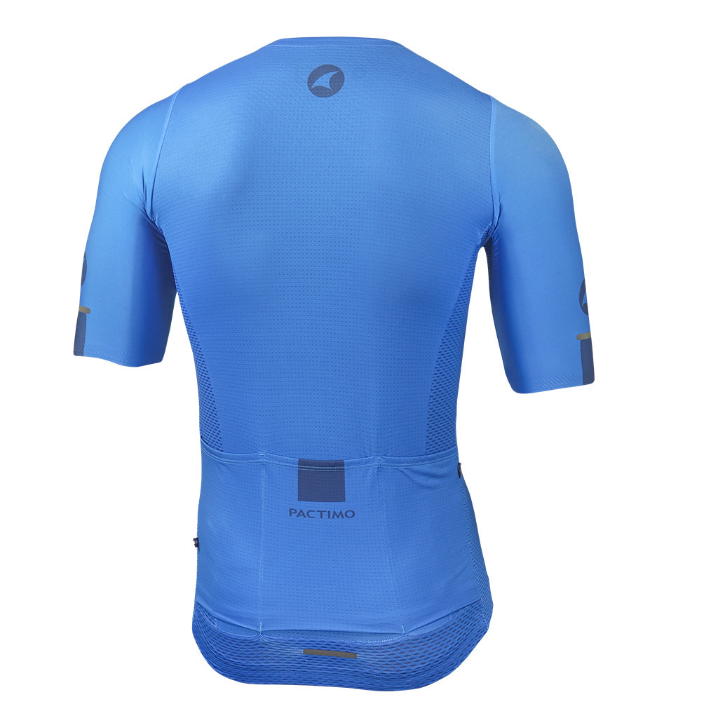 Lightweight Mesh Cycling Jersey for Men Back View #color_blue