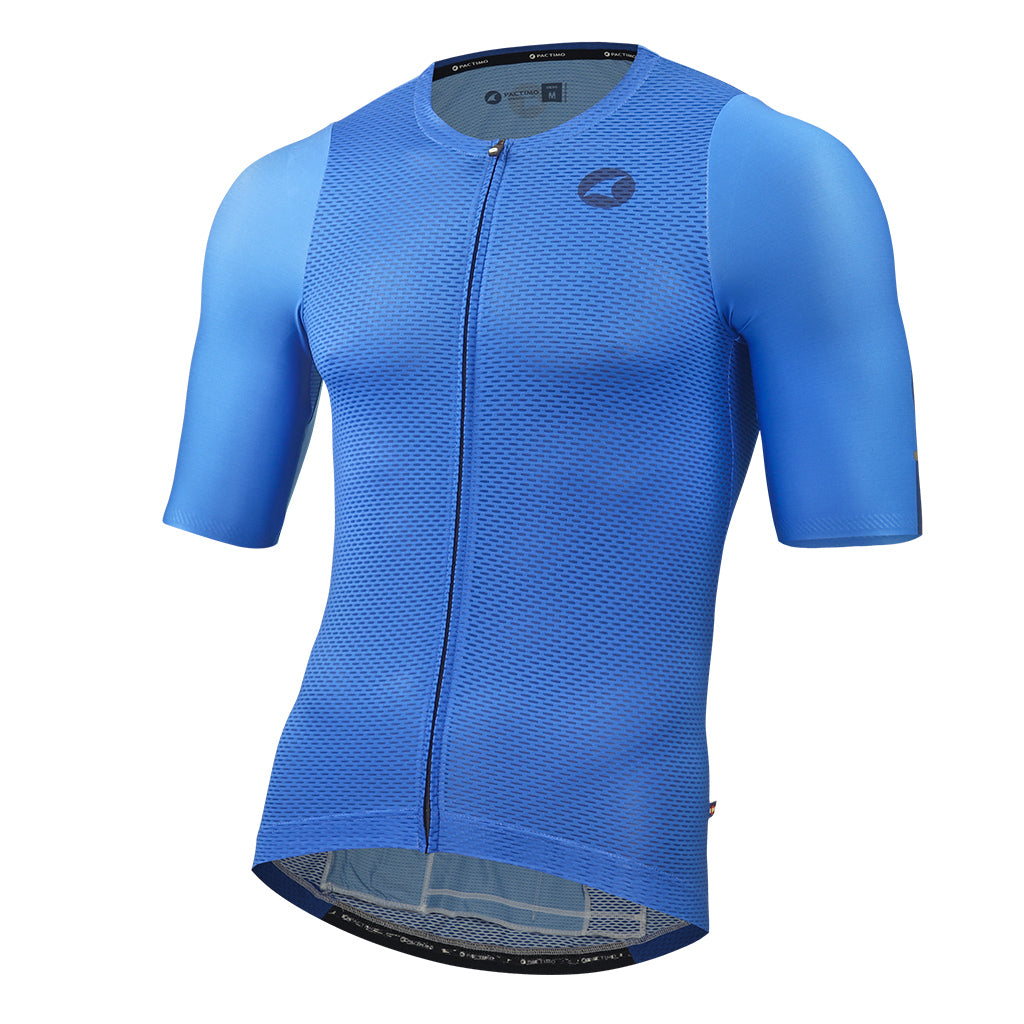 Lightweight Mesh Cycling Jersey for Men Front View #color_blue