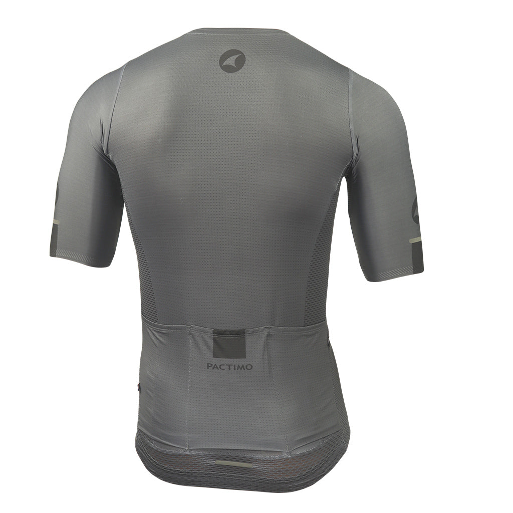 Lightweight Mesh Cycling Jersey for Men Back View #color_charcoal