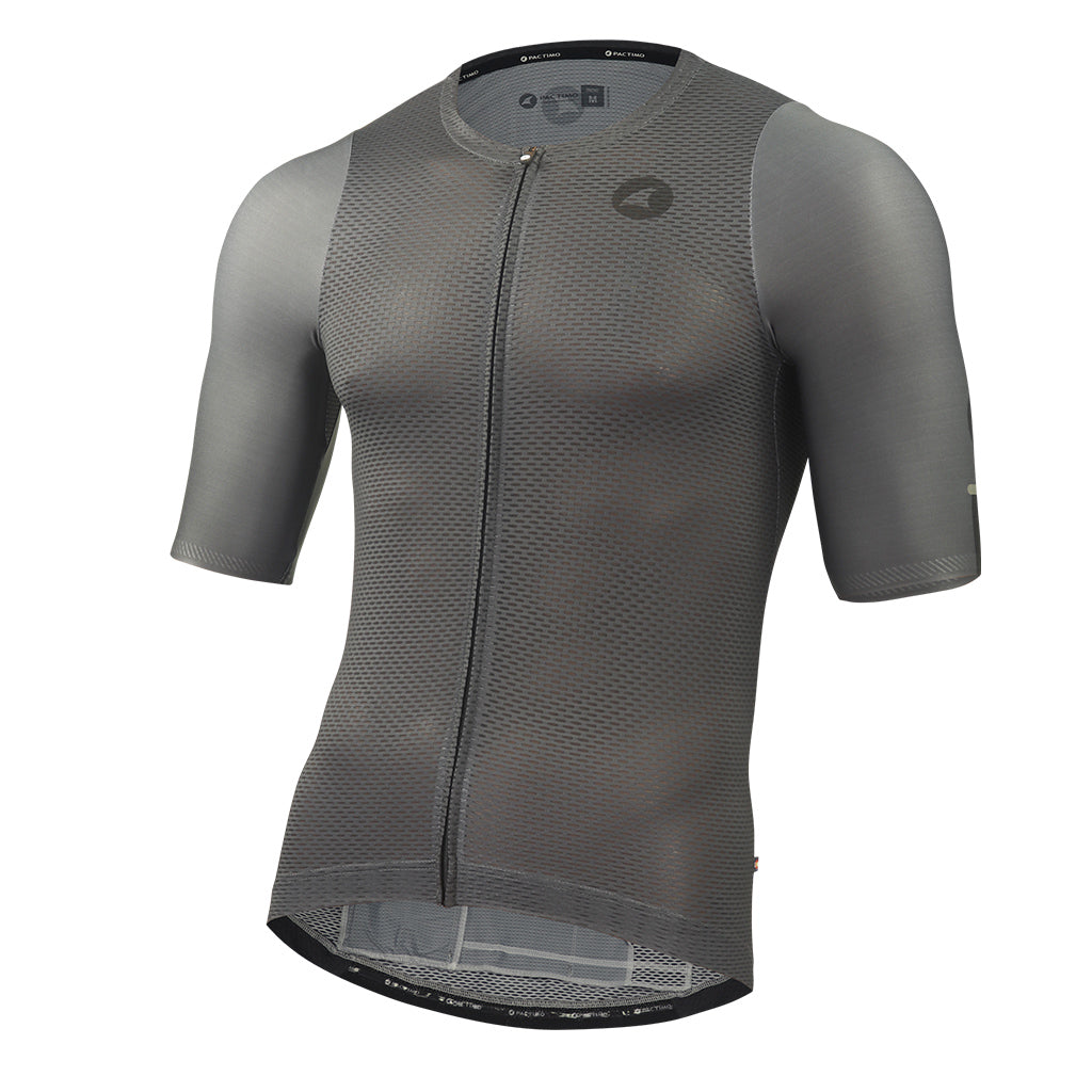 Lightweight Mesh Cycling Jersey for Men Front View #color_charcoal