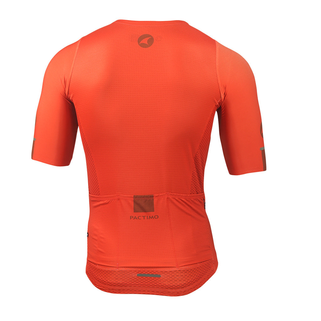 Lightweight Mesh Cycling Jersey for Men Back View #color_garnet