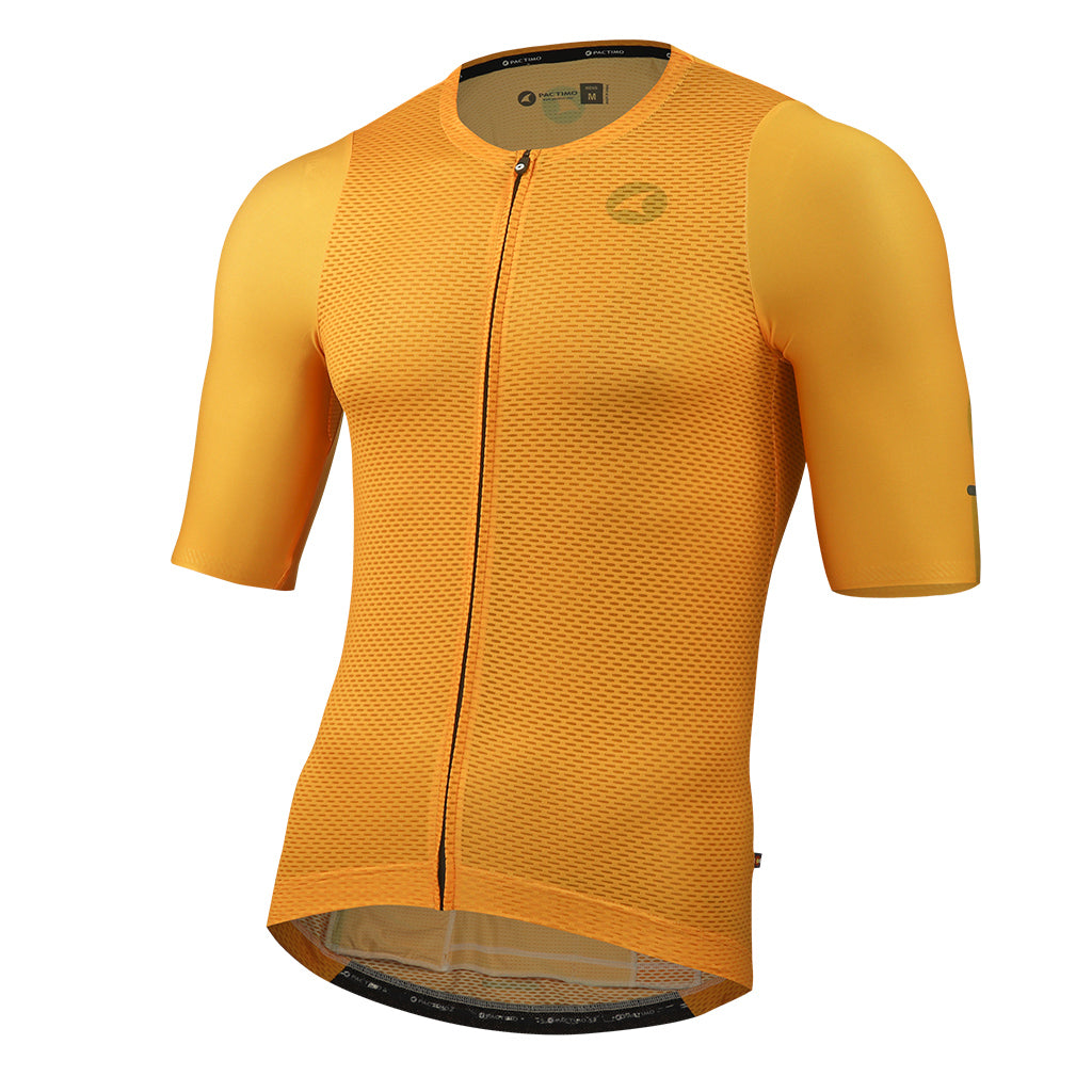Lightweight Mesh Cycling Jersey for Men Front View #color_mango