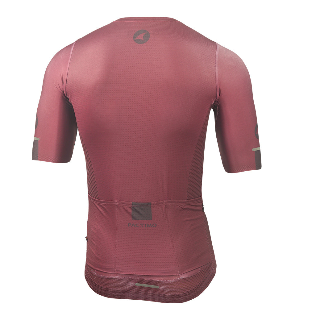 Lightweight Mesh Cycling Jersey for Men Back View #color_mulberry