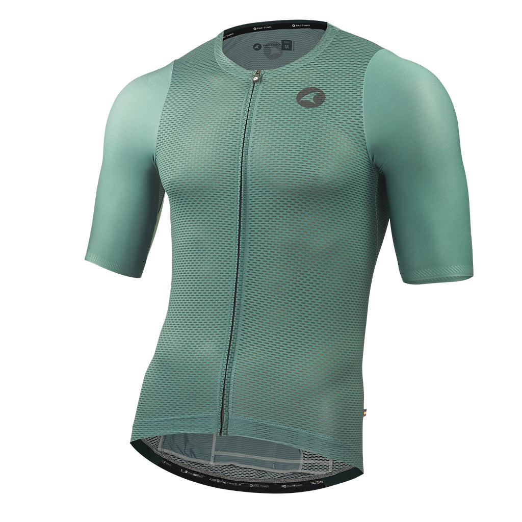 Lightweight Mesh Cycling Jersey for Men Front View #color_pine