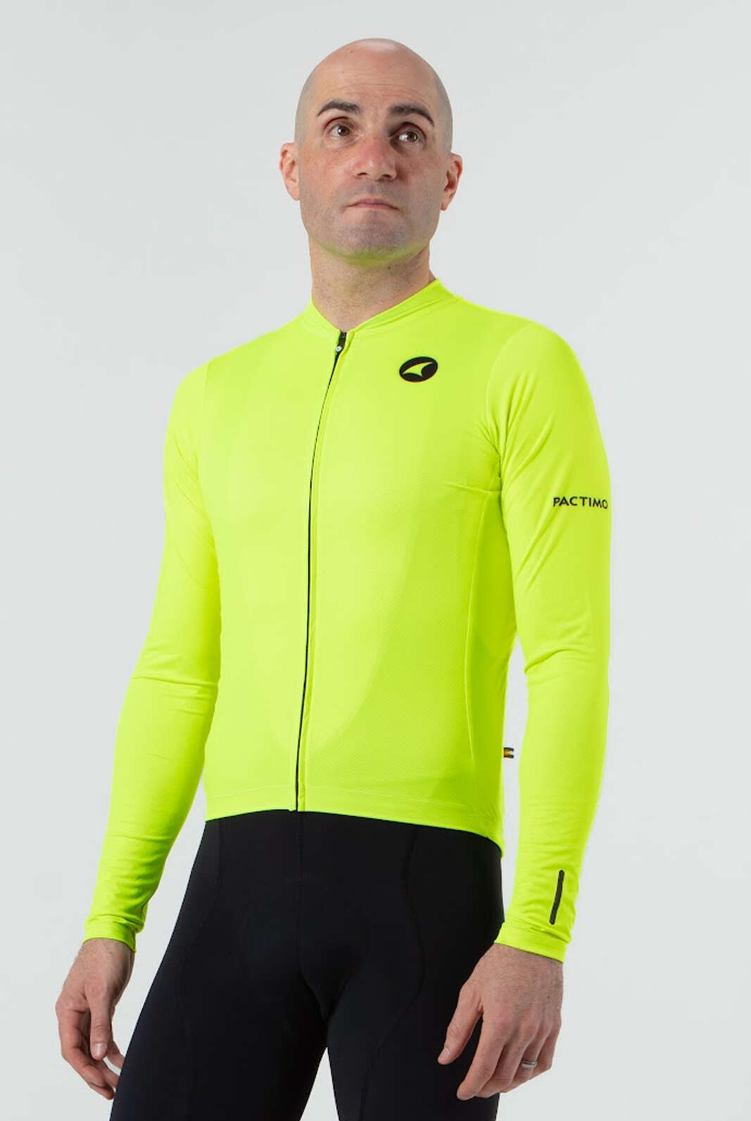 Men's High-Viz Yellow Aero Long Sleeve Cycling Jersey - Ascent Front View