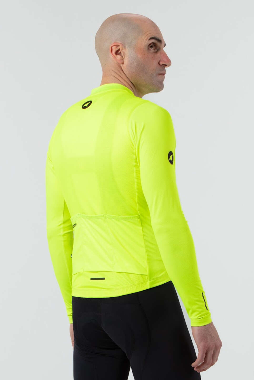 Men's High-Viz Yellow Aero Long Sleeve Cycling Jersey - Ascent Back View