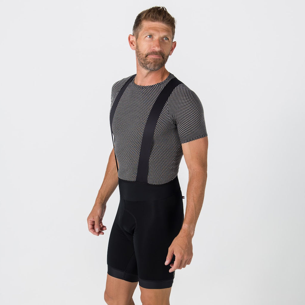 Men's Winter Cycling Bibs - On Body Side View #color_black