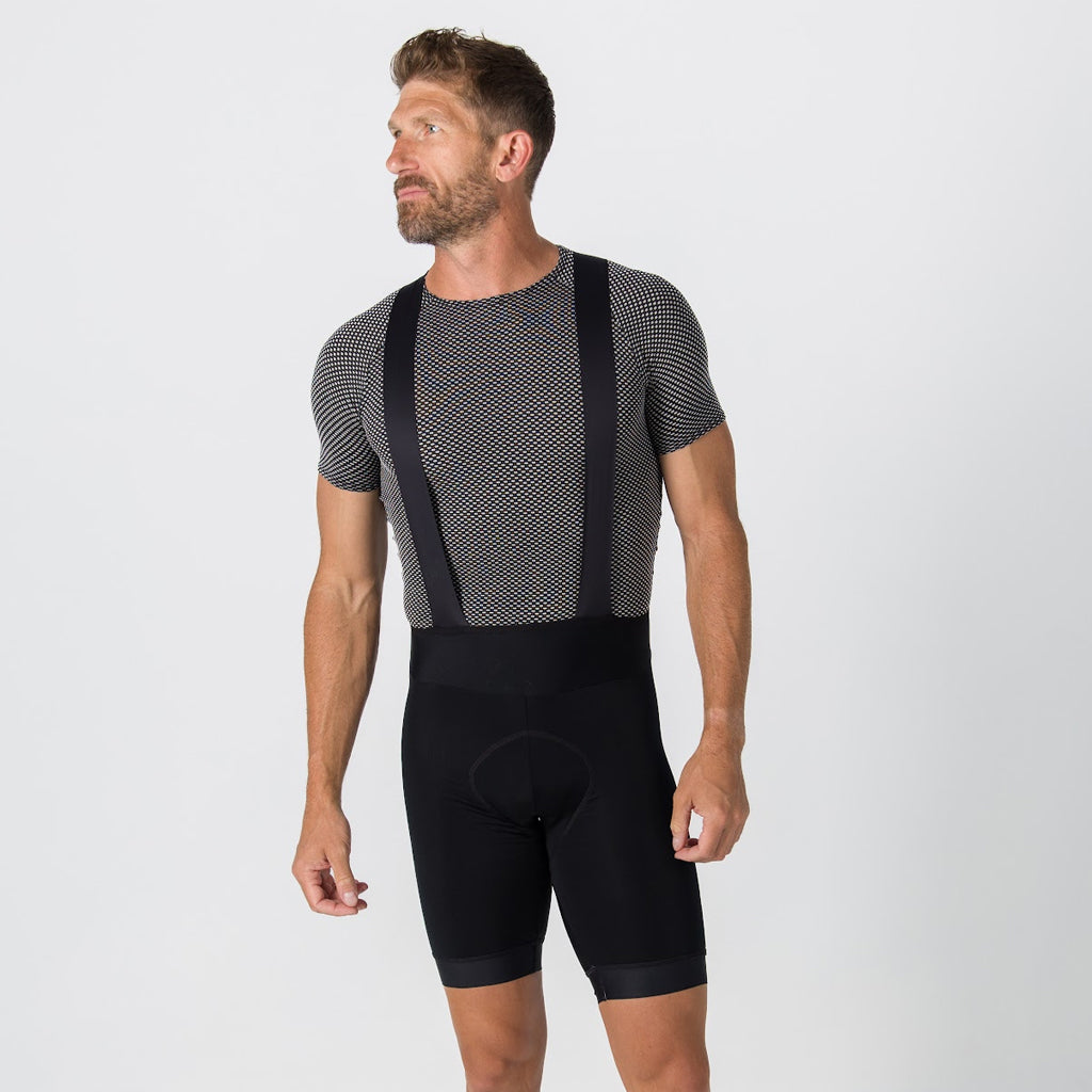 Men's Winter Cycling Bibs - On Body Front View #color_black