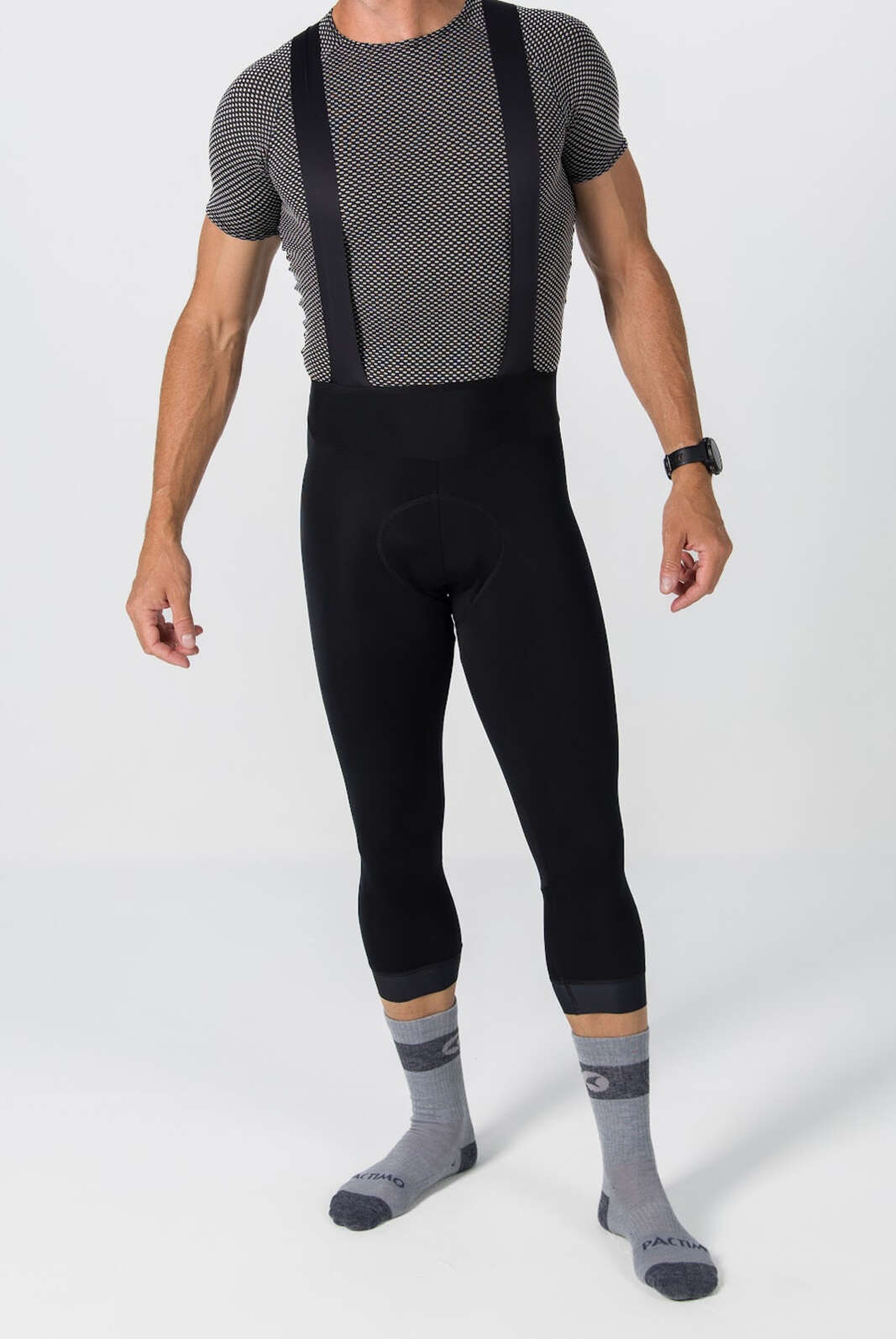 Men's Water-Repelling 3/4 Thermal Cycling Bib Tights - Front View