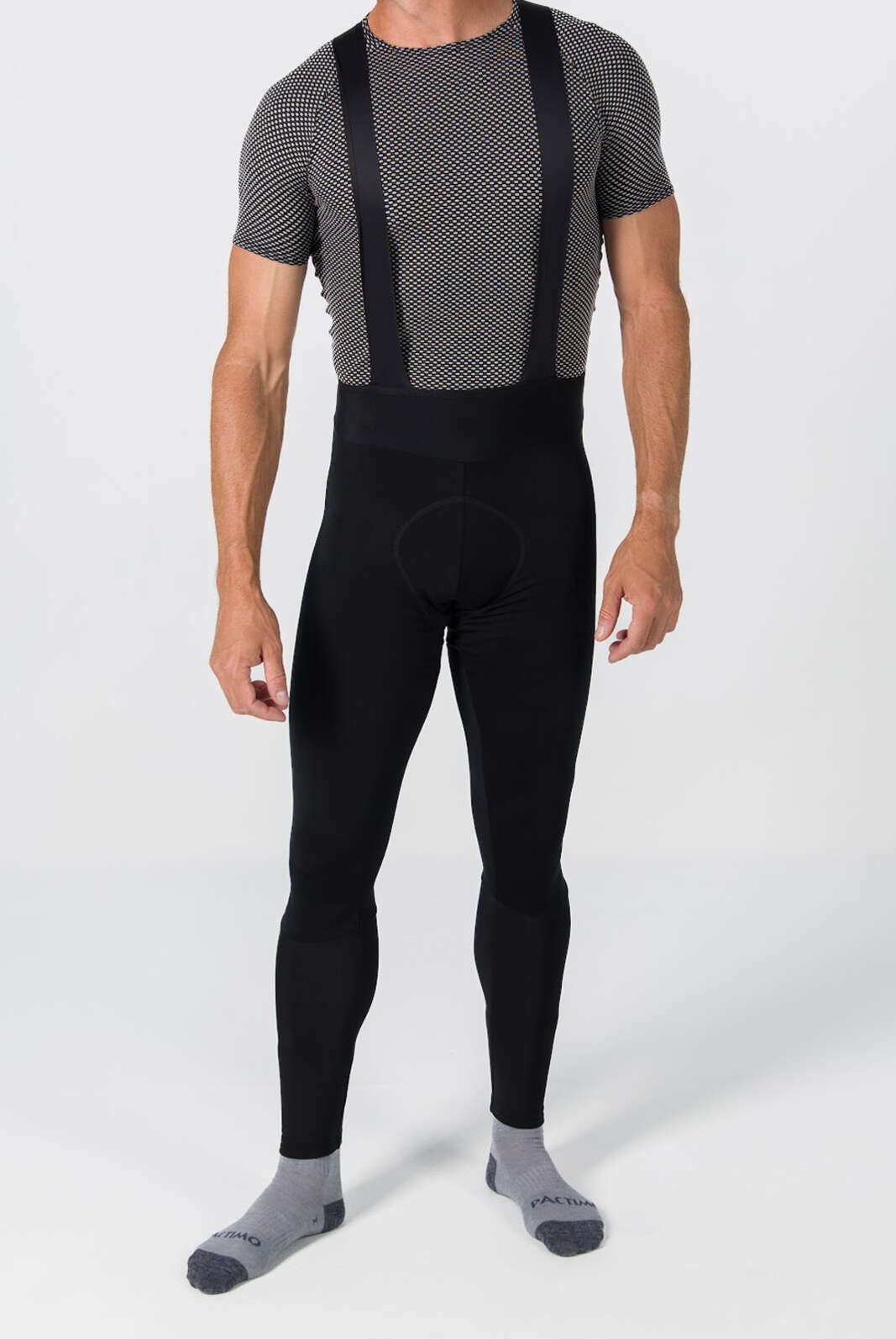 Men's Water-Repelling Thermal Cycling Bib Tights - Front View