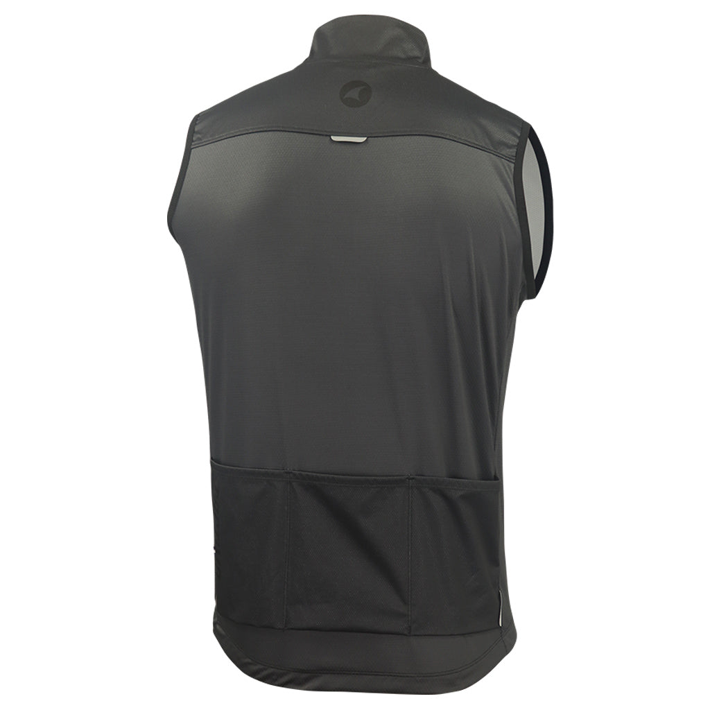 Men's Cool Weather Cycling Vest With Pockets Back View #color_charcoal
