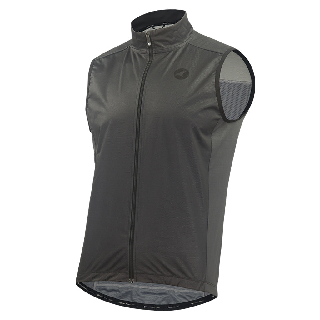 Men's Cool Weather Cycling Vest With Pockets Front View #color_charcoal