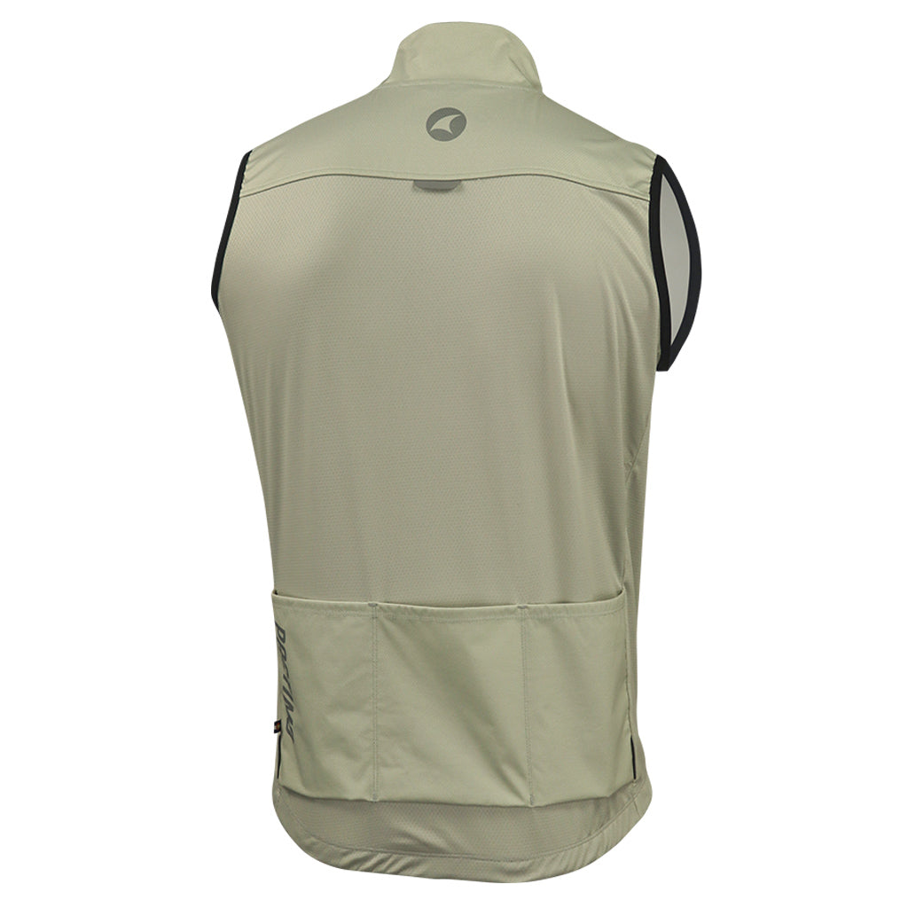 Men's Cool Weather Cycling Vest With Pockets Back View #color_dune