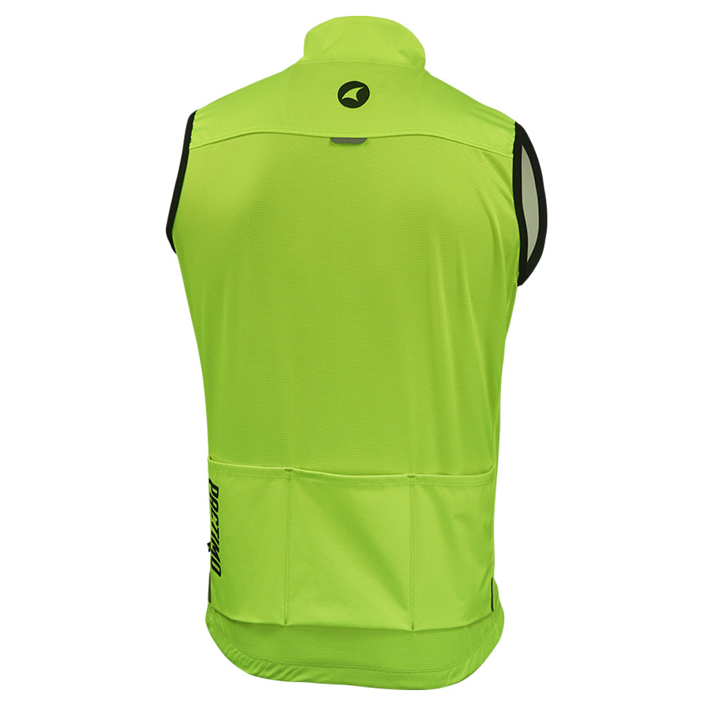Men's Cool Weather Cycling Vest With Pockets Back View #color_manic-yellow