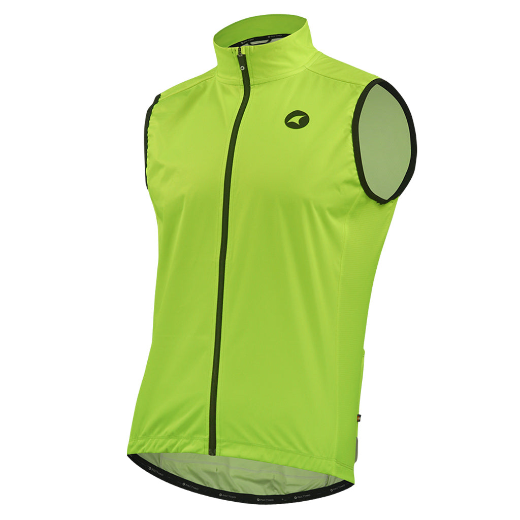 Men's Cool Weather Cycling Vest With Pockets Front View #color_manic-yellow