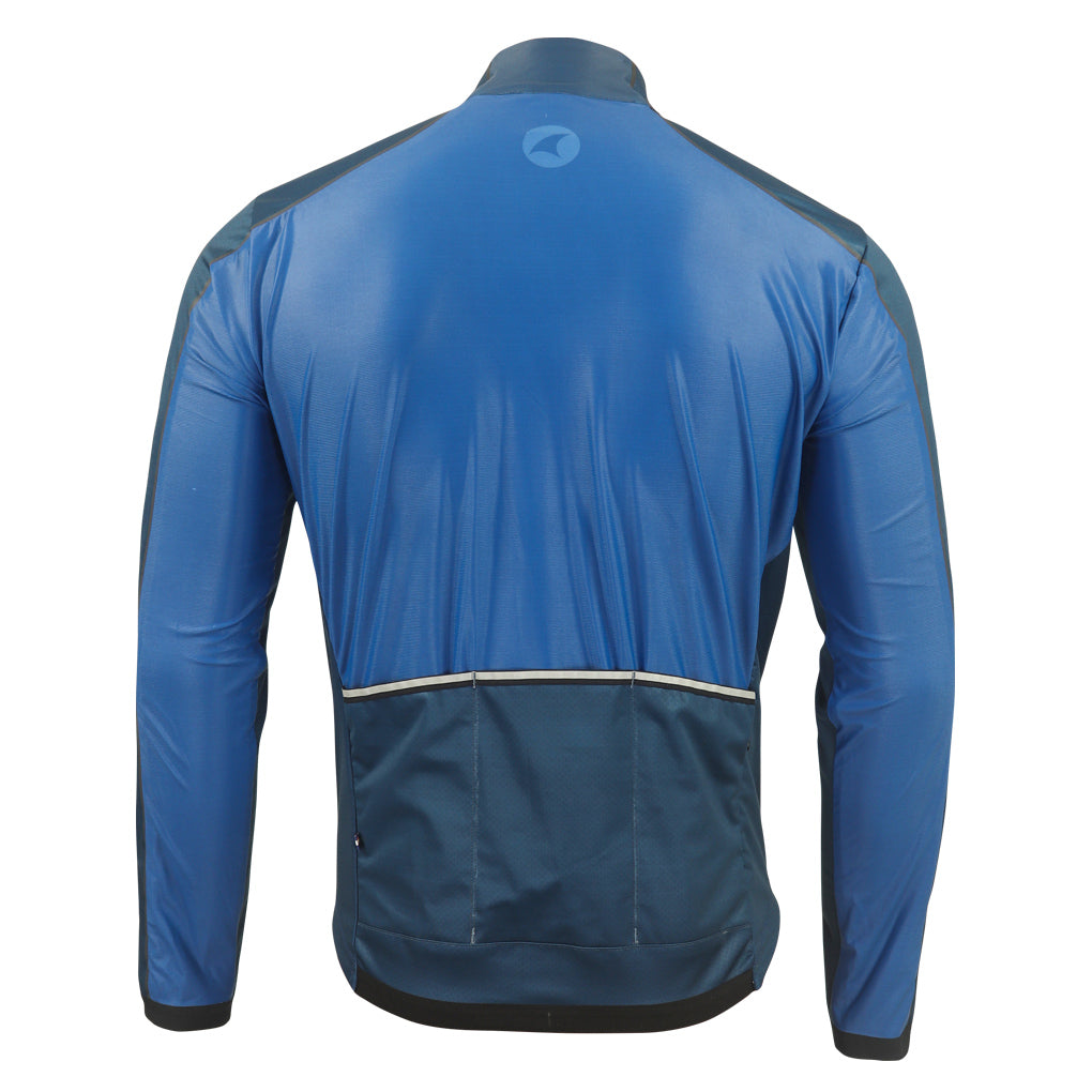 Mens Cycling Jacket for Cool Weather - Back View #color_navy