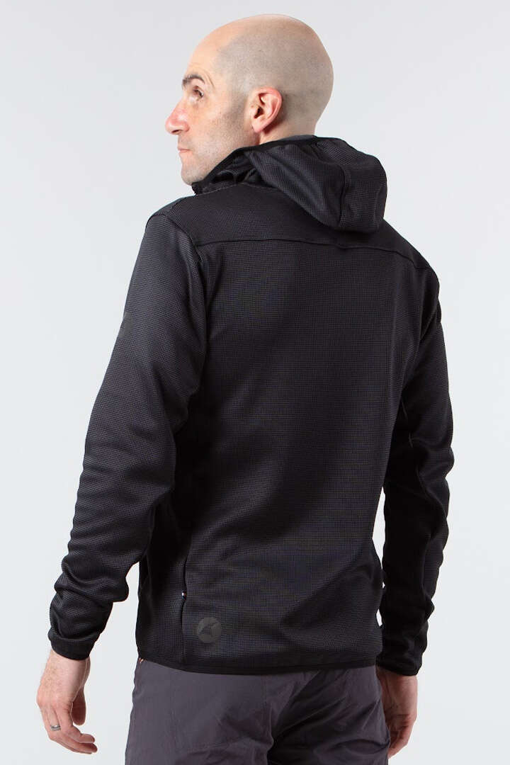 Men's Black Fleece Cycling Hoodie - Back ViewMen's Full Zip Cycling Hoodie - On Body Back View