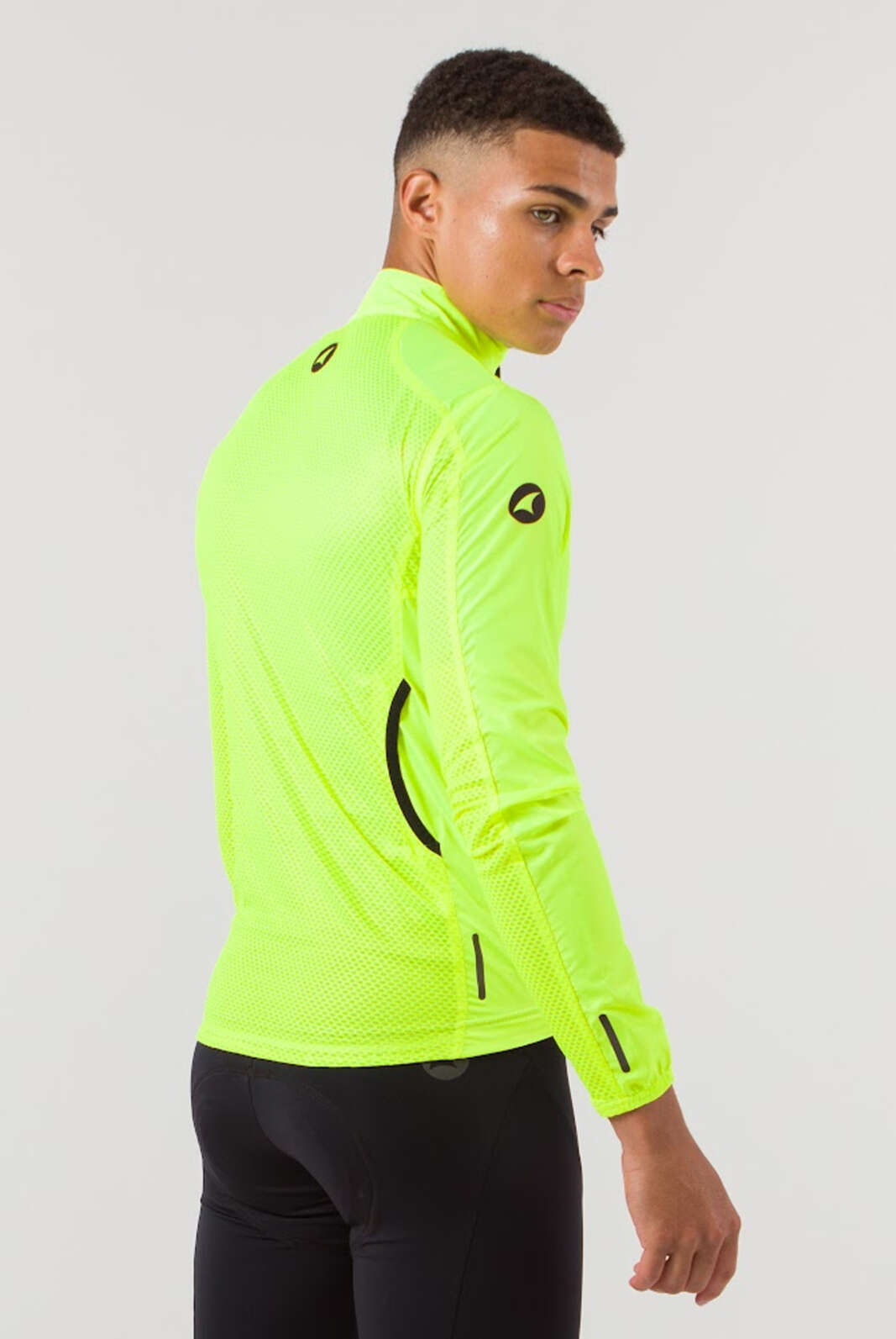 Men's High-Viz Yellow Packable Cycling Wind Jacket  - Back View