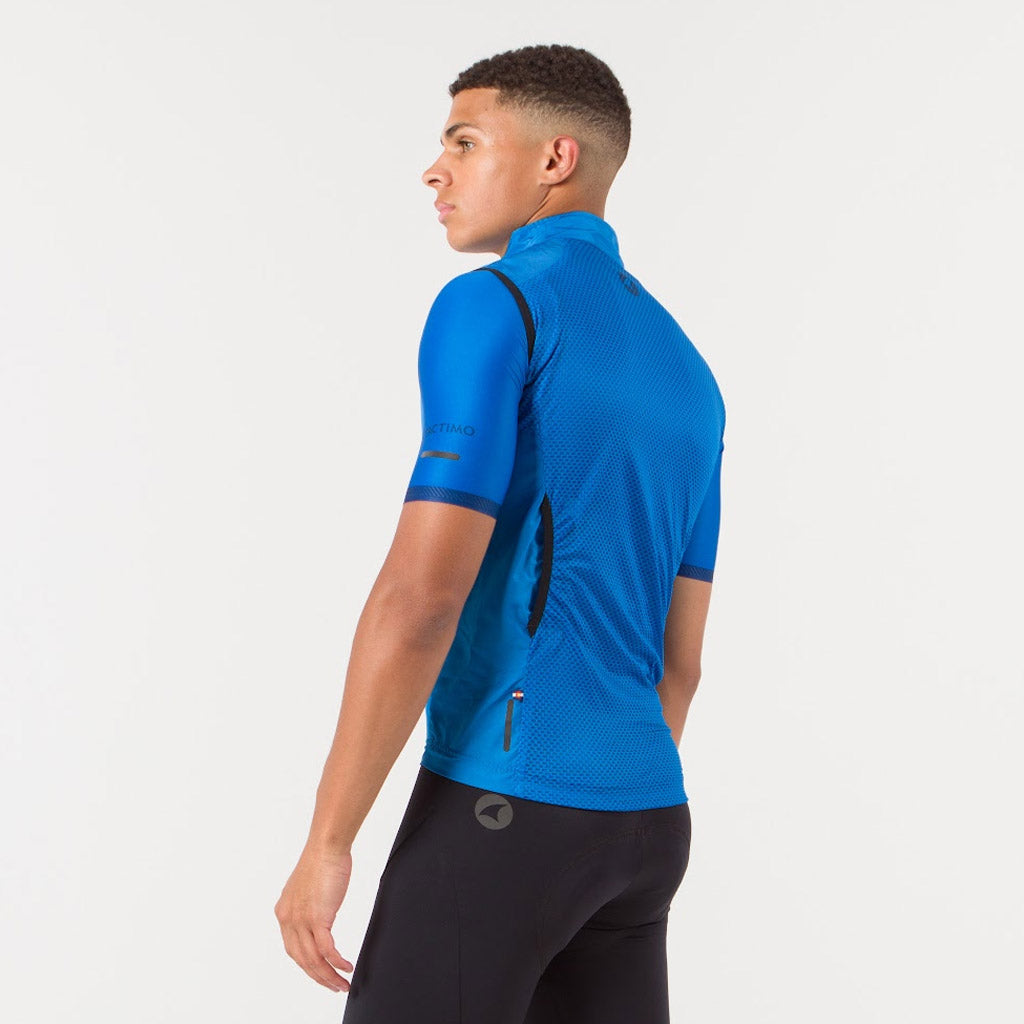 Men's Packable Cycling Wind Vest Back View #color_blue