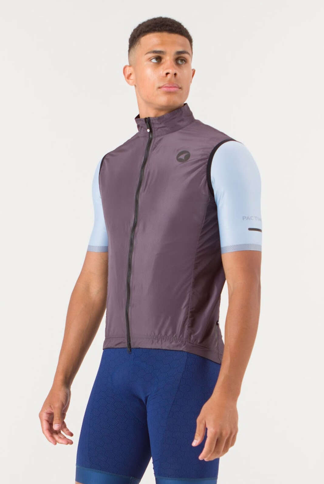 Men's Charcoal Packable Cycling Wind Vest - Front View
