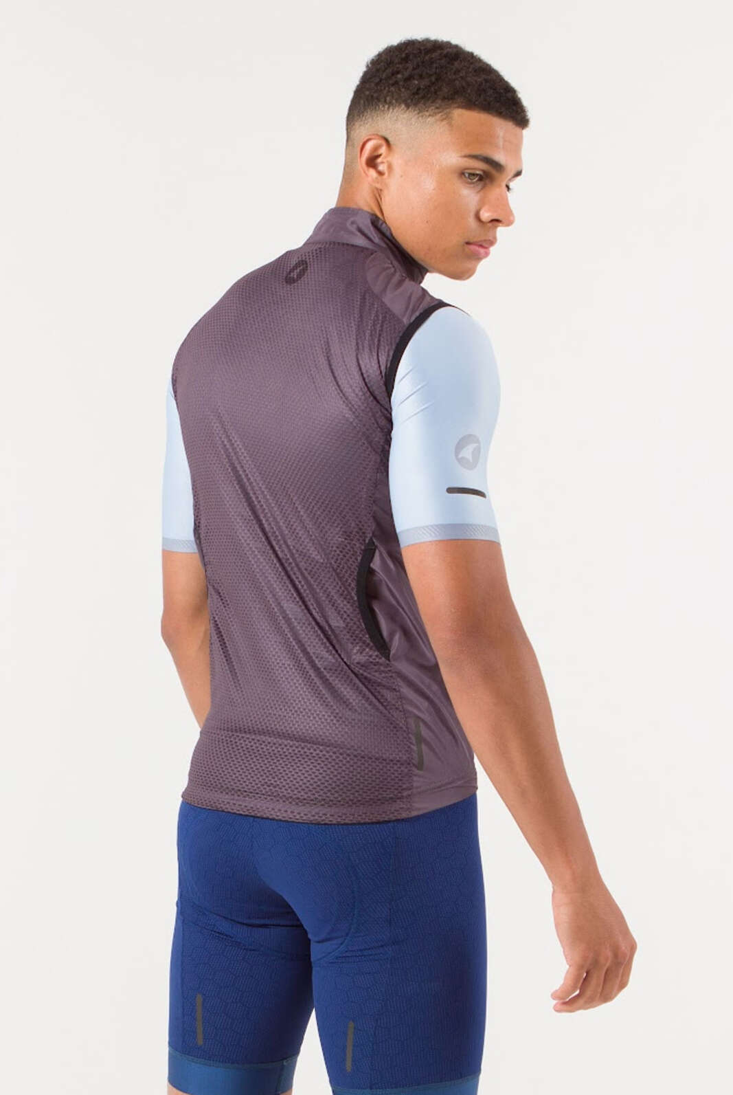 Men's Charcoal Packable Cycling Wind Vest - Back View