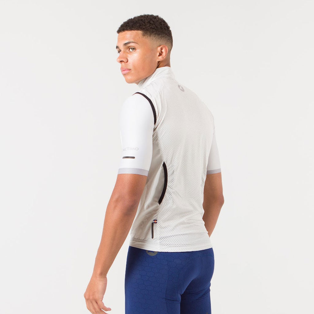 Men's Packable Cycling Wind Vest on body Back View #color_dune