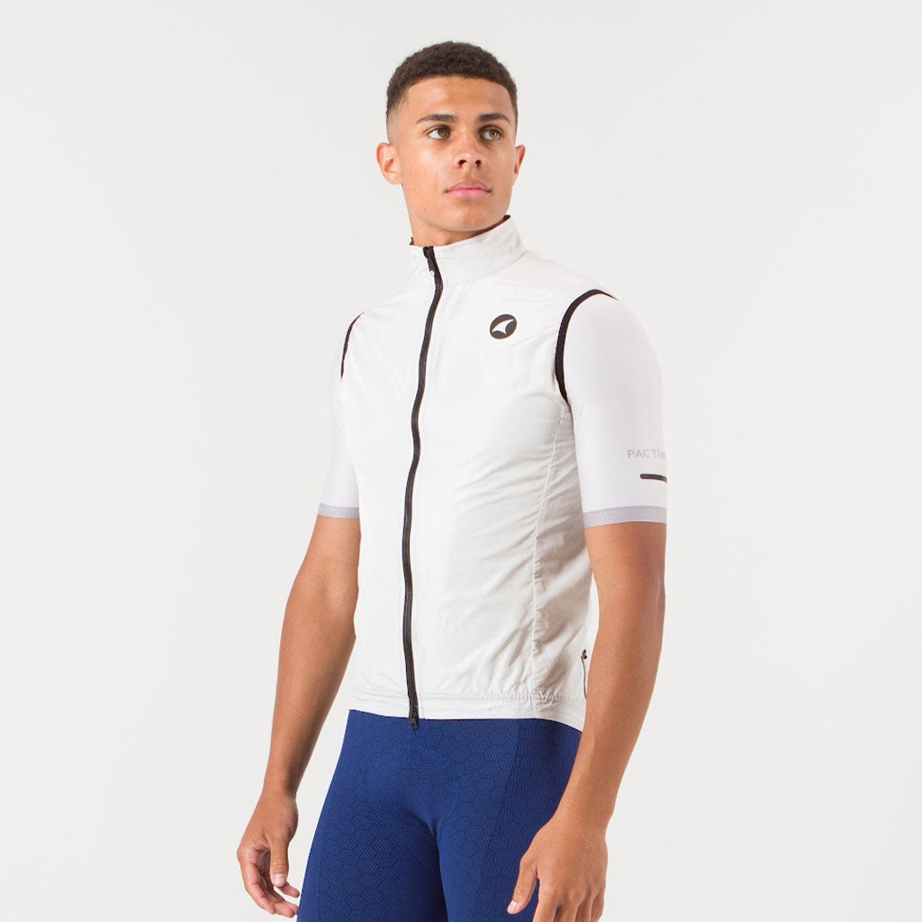 Men's Packable Cycling Wind Vest on body Front View #color_dune
