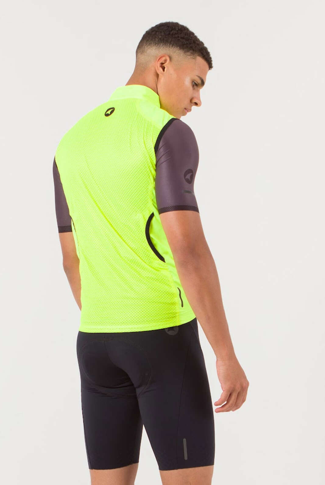 Men's High Viz-Yellow Cycling Vest - Back View