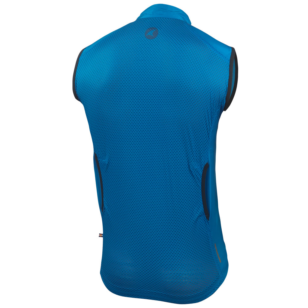 Men's Packable Cycling Wind Vest Back View #color_blue