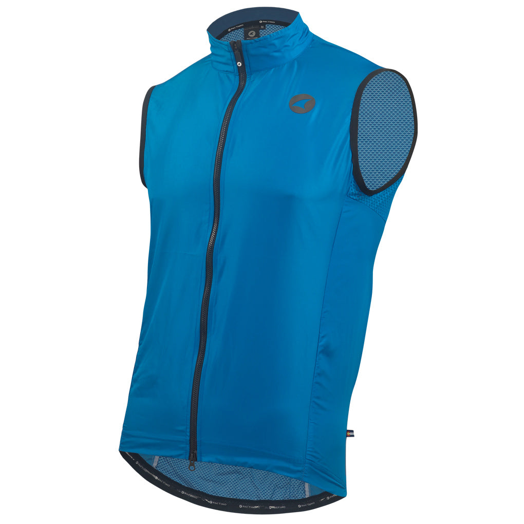Men's Packable Cycling Wind Vest Front View #color_blue