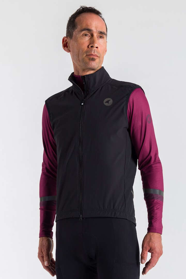 Men's Black Thermal Cycling Vest - Front View