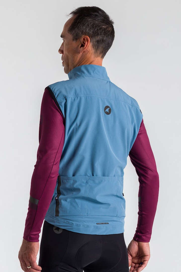 Men's Blue Thermal Cycling Vest - Back View