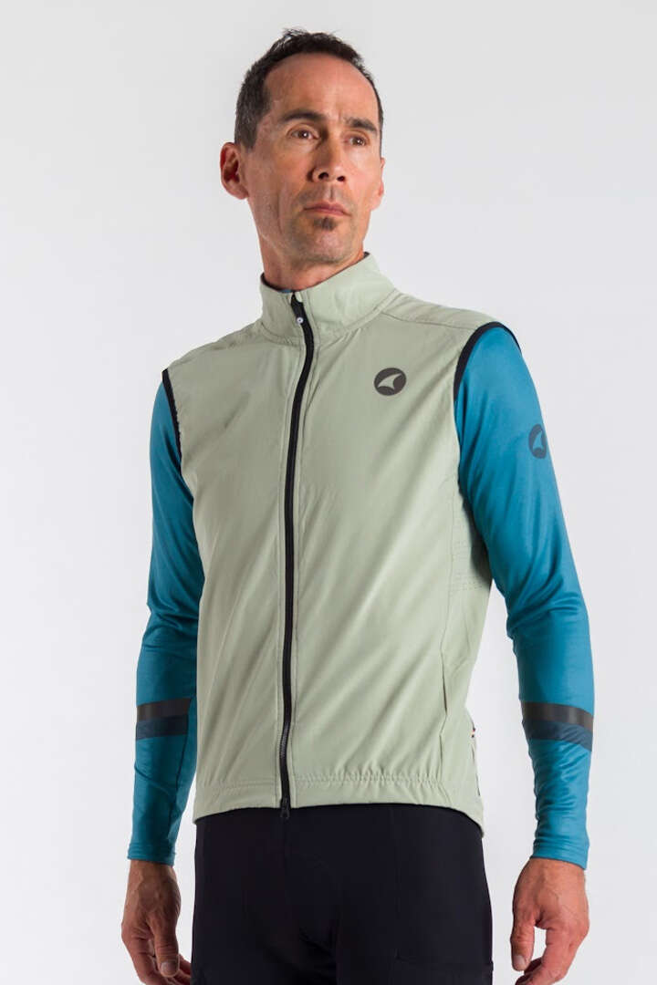 Men's Sage Green Thermal Cycling Vest - Front View