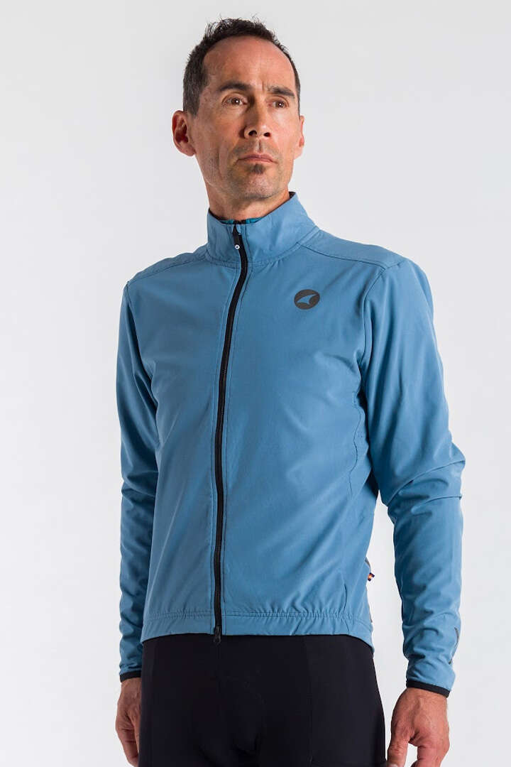 Men's Blue Thermal Cycling Jacket - Front View