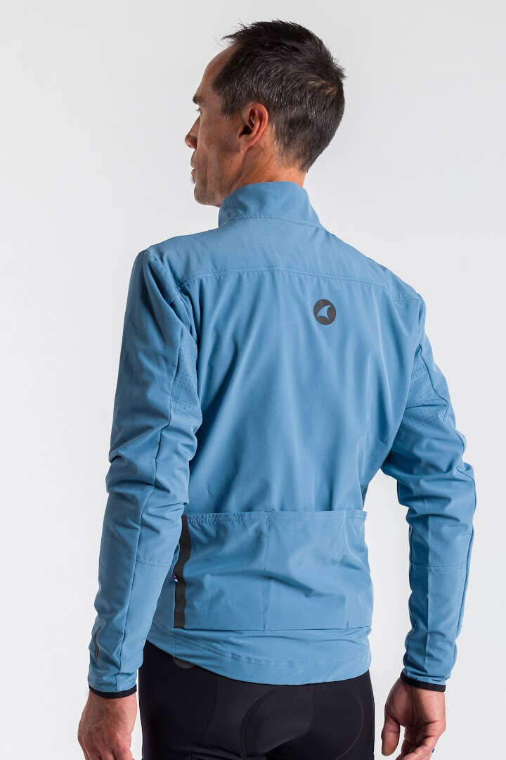 Men's Blue Thermal Cycling Jacket - Back View