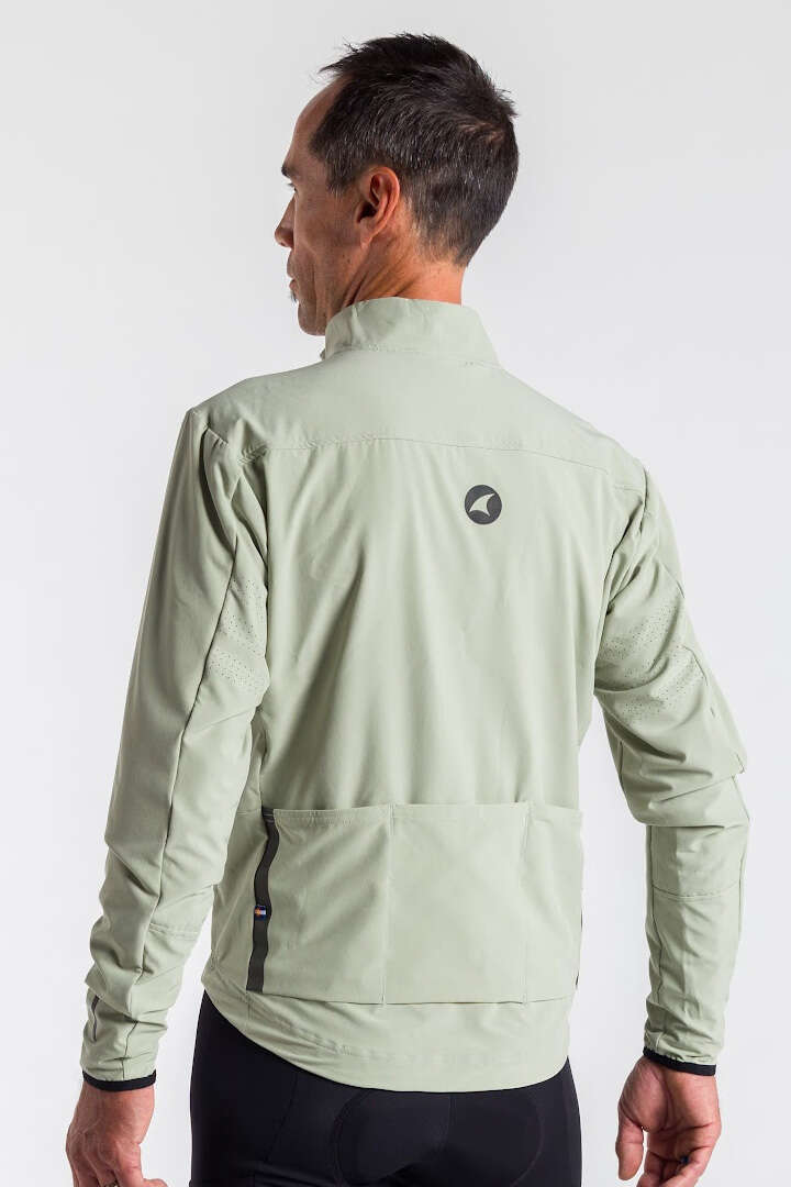 Men's Sage Green Thermal Cycling Jacket - Back View