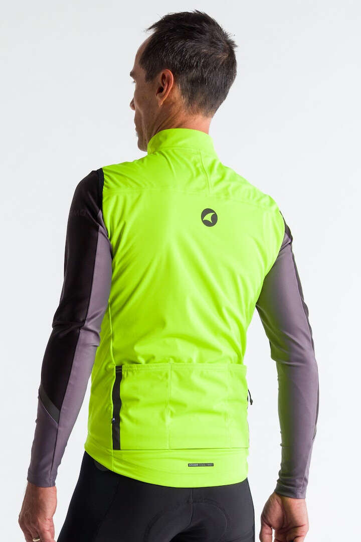 Men's High-Viz Yellow Cycling Vest - Storm+ Back View