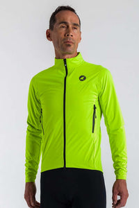 Mens High-Viz Yellow Cycling Jacket for Cold Wet Weather - Front View