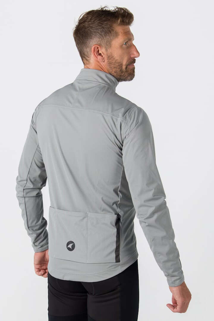 Mens Gray Cycling Jacket for Cold Wet Weather - Back View