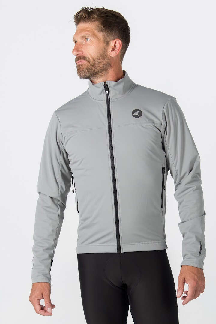 Men's Gray Winter Cycling Jacket - Front View