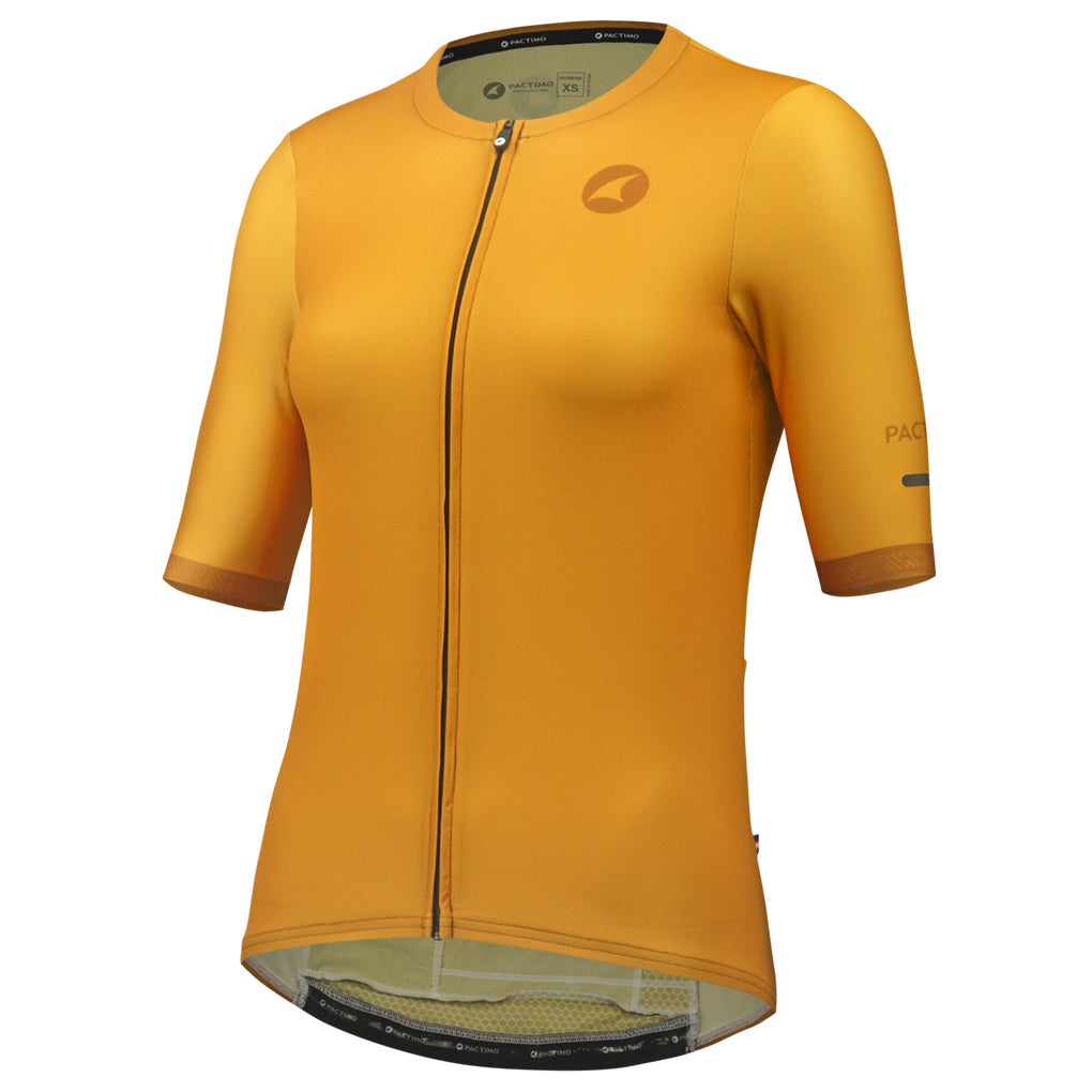 High Quality Women's Cycling Jersey Front View #color_old-gold
