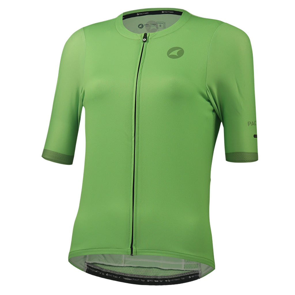 High Quality Women's Cycling Jersey Front View #color_washed-lime