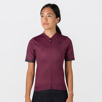 Womens Bike Jersey - On Body Front View #color_mulberry