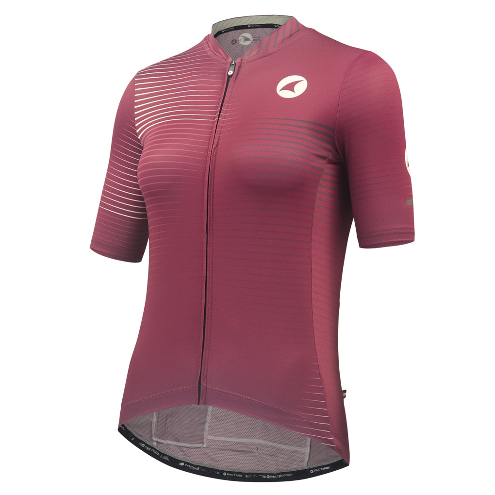 Womens Bike Jersey Front View Convergence Design #color_mulberry
