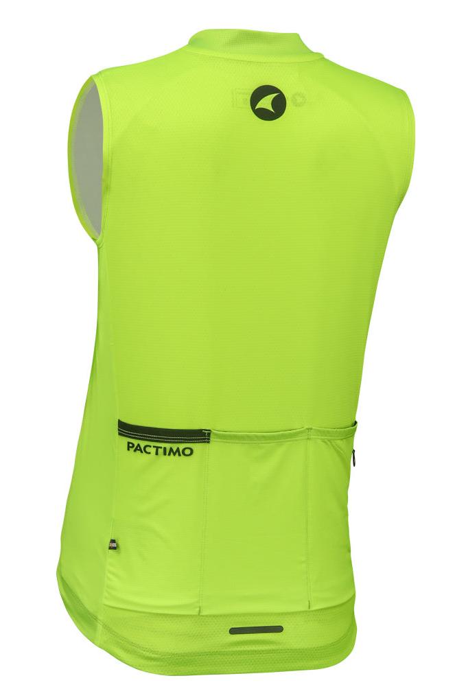 Women's Sleeveless Cycling Jersey Back View #color_manic-yellow