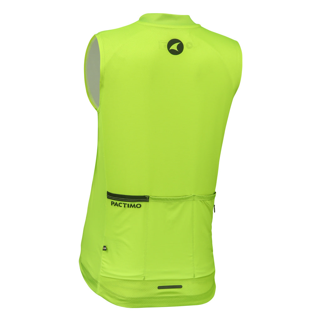 Women's Sleeveless Cycling Jersey Back View #color_manic-yellow
