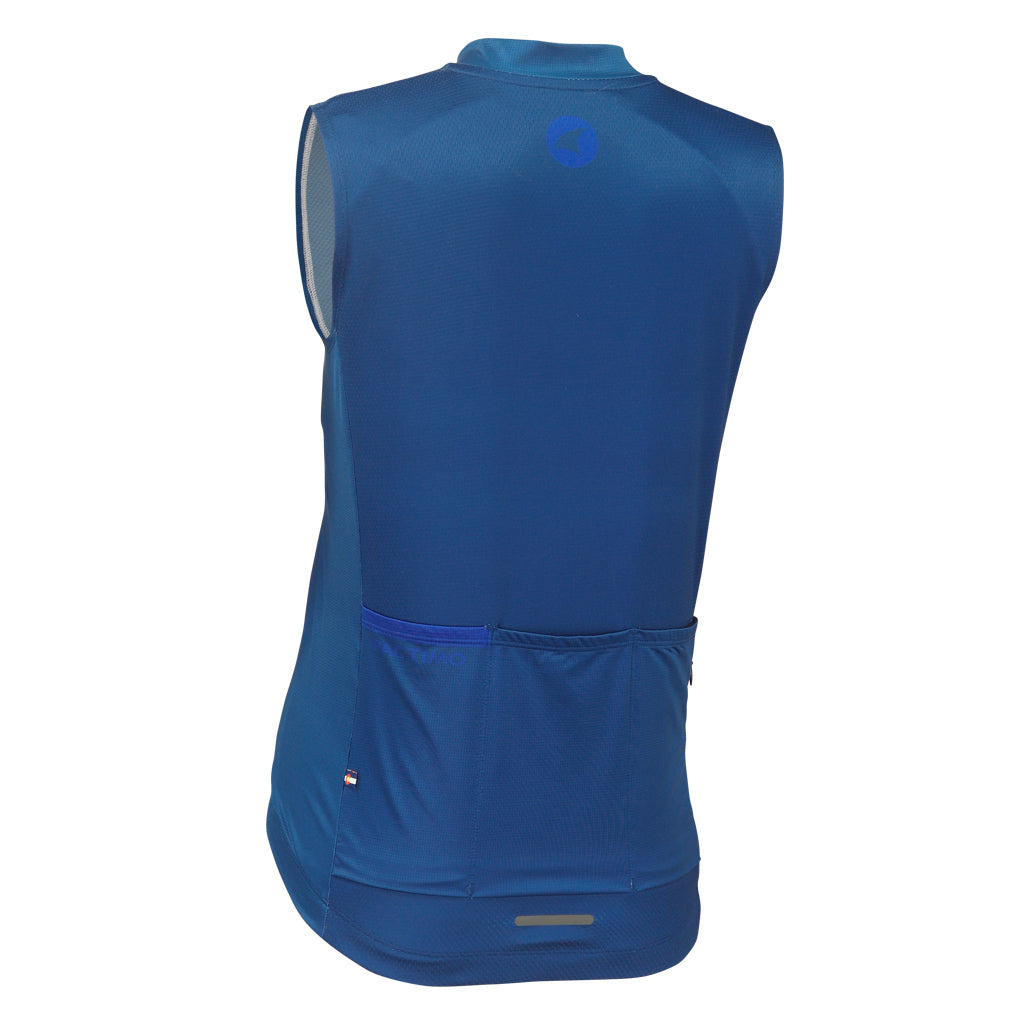 Women's Sleeveless Cycling Jersey Back View #color_navy