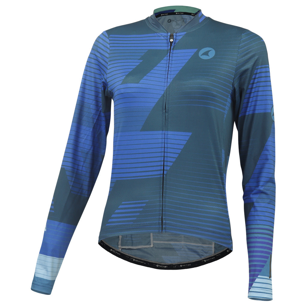 Women's Long Sleeve Cycling Jersey Phase Design #color_navy