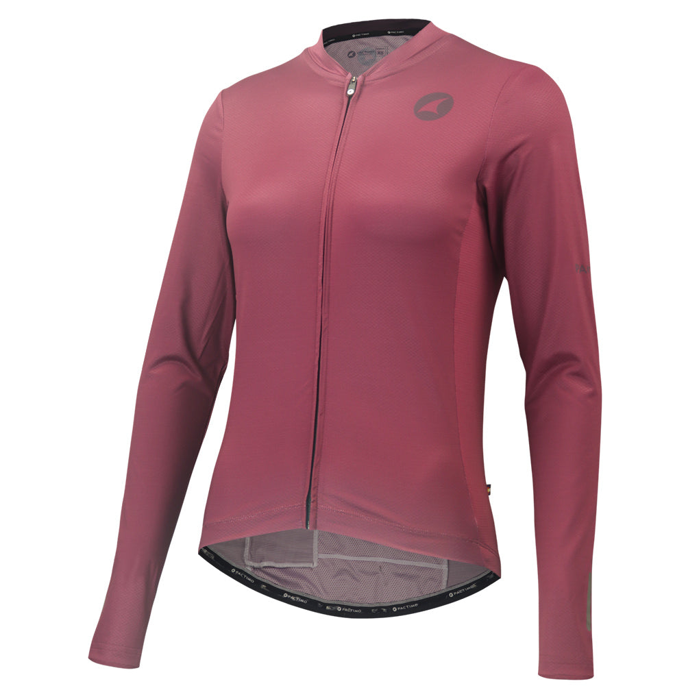 Women's Long Sleeve Cycling Jersey Front View #color_mulberry